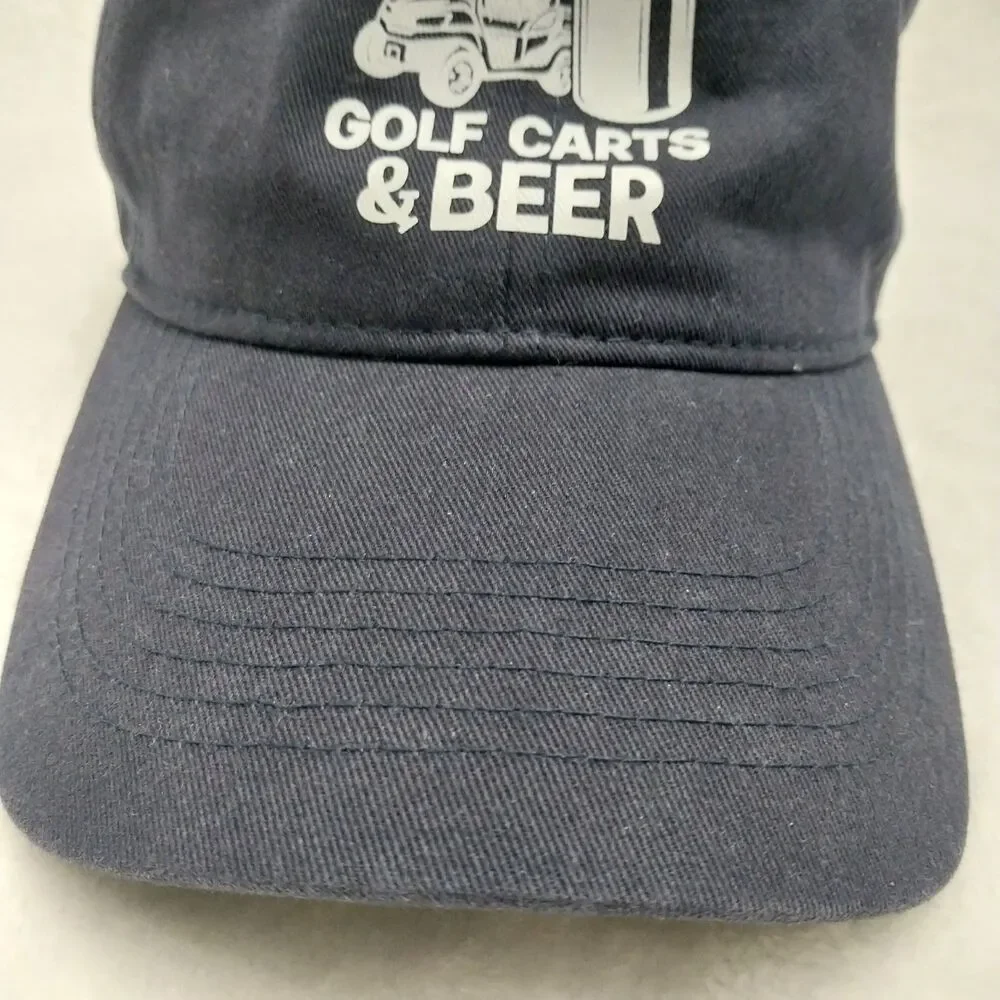 Golf Carts & Beer Mens Baseball Hat Navy Blue Funny Golfer Dad Novelty Cap#E60